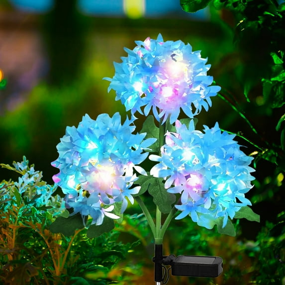 Solar Garden Lights, Upgraded Version Solar Lights Outdoor, Colorful Lights,Hydrangea Flower Lights for Yard Decor, Garden Decoration, Two Lightning Modes & Enlarged Solar Panel
