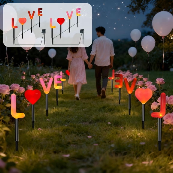 Solar Garden Lights, Valentine's Day Solar Yard Lights Featuring Classic Heart-Shaped Elements and LED Illumination for Festive Outdoor Holiday Decoration In Garden Or Yard Blahzhy | Pink
