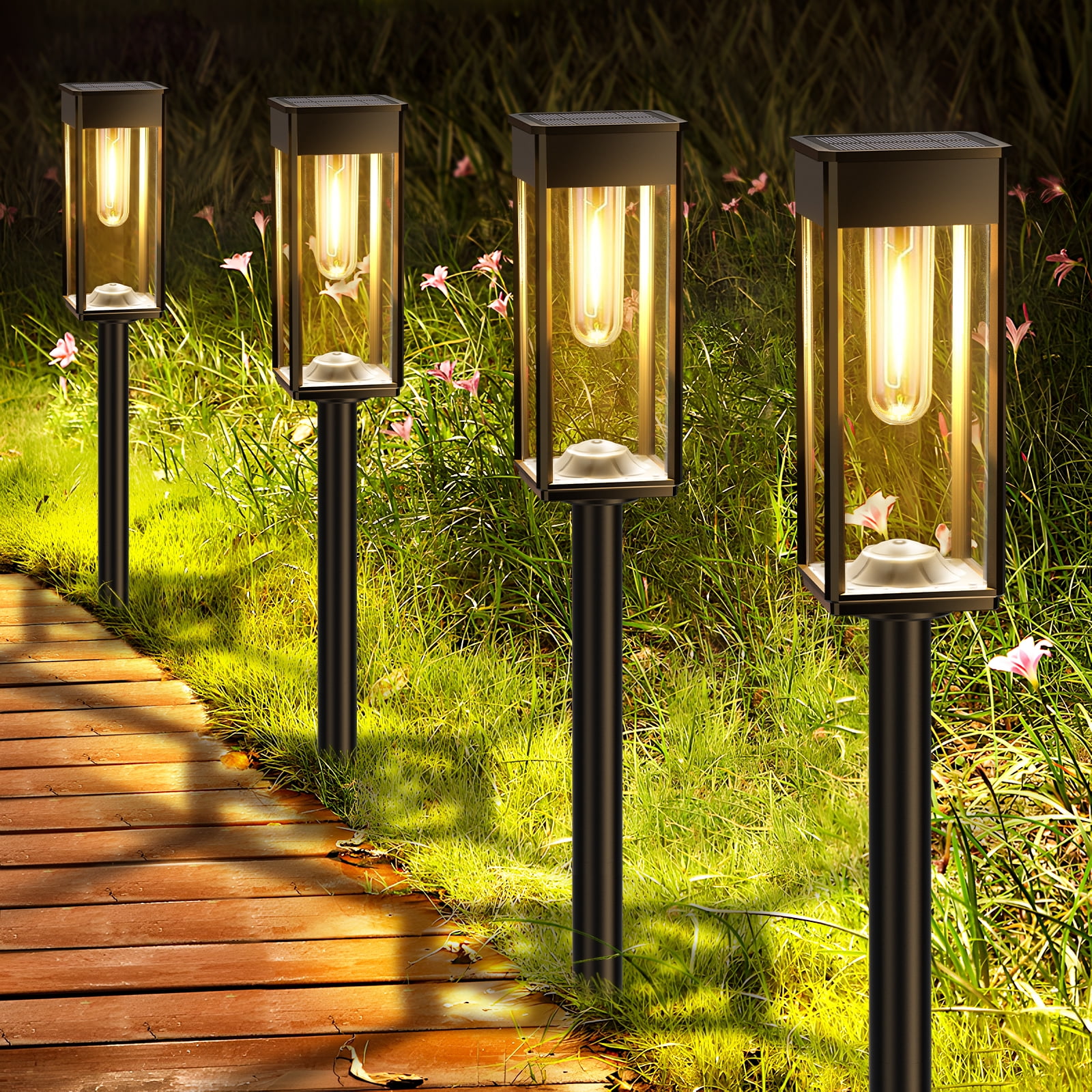 Warm White LED Solar Pathway Lights Multipack