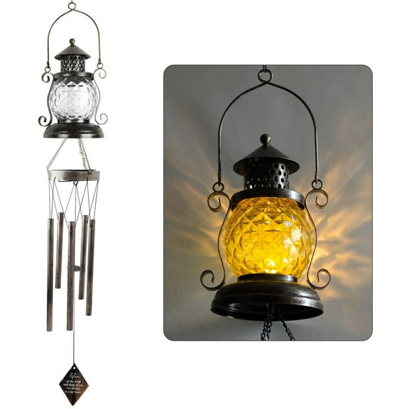 Solar Garden Lights,Wind Chimes for Outside,Solar Wind Chimes for Outside Garden Decor - Outdoor Hanging Solar Powered LED Wind Chime with Auto On/Off, Weather-Resistant Iron Art(Black)