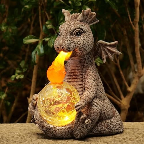 Solar Garden Outdoor Statues Dragon Holding Magic Orb with Solar LED Lights Lawn Dcor Dragon Sculpture for Garden Yard Lawn Balcony and Home, for Women$$Tools & Hardware Other