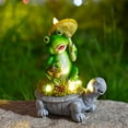 thumbnail image 1 of Solar Garden Outdoor Statues Turtle Frog with Flower LED Lights, Turtle Carrying Mushroom Frog Figurines, Lawn Decorations for Patio Yard Gifts for Mom Grandma Housewarming, 1 of 8
