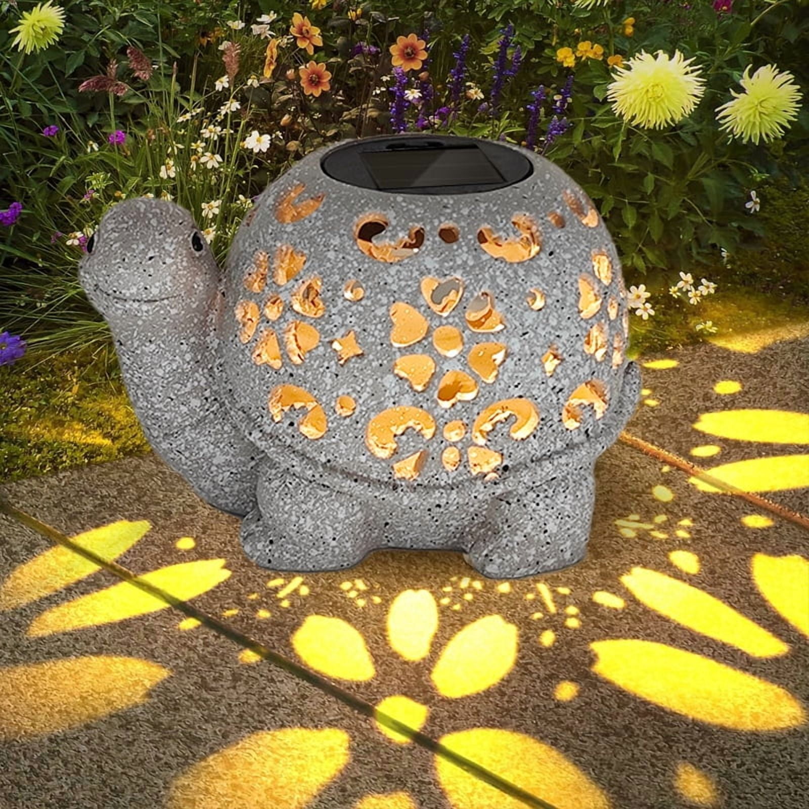 Solar Garden Outdoor Statues Turtle with LED light, Turtle Decor Tortoise Sculpture for Patio, Balcony, Yard Ornaments, Turtle Graden Statue for Outside, Unique Housewarming Gifts, Mom Gifts