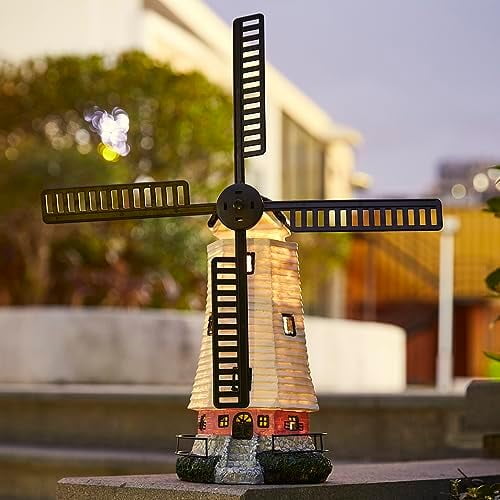 Solar Garden Outdoor Windmill Lighthouse - 20" Solar Powered LED Lighthouse Garden Statue Waterproof Decorative Light for Women Mom Landscape Decor Lawn Table Pathway Yard