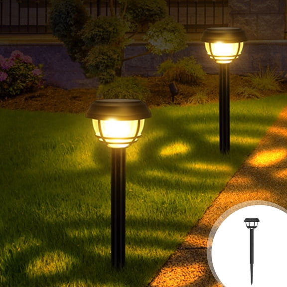 Solar Garden Spotlight Light, Wireless LED Stake Lamp for Outdoor Yard Walkway Landscape, Solar Garden Spotlight Light Waterproof Automatic Night Illumination, White Plastic Pathway Decor Lighting
