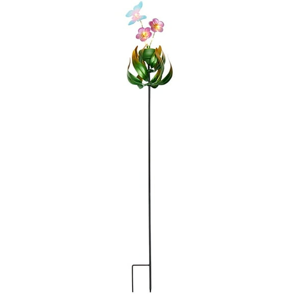Solar Flower and Butterfly Garden Stake