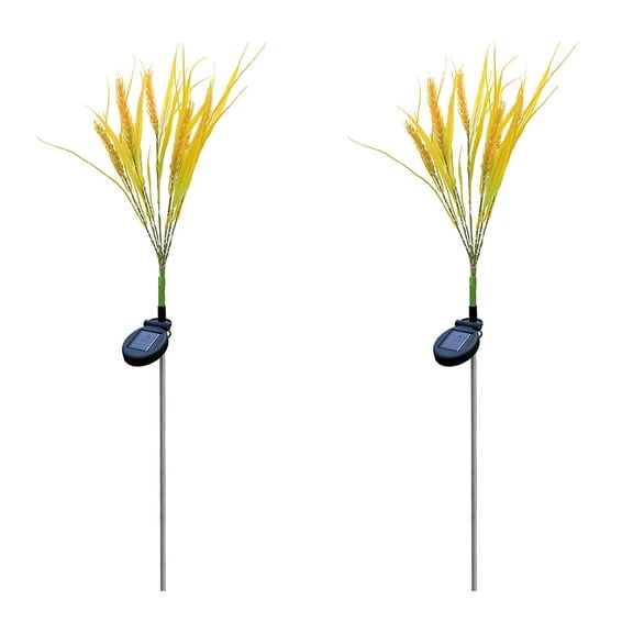 Solar Garden Stake Lights 2 Pack | Wireless Outdoor Wheat Lights for Yard, Fence & Flowerbed Decor | Warm Yellow LED Solar Powered Landscape Lighting
