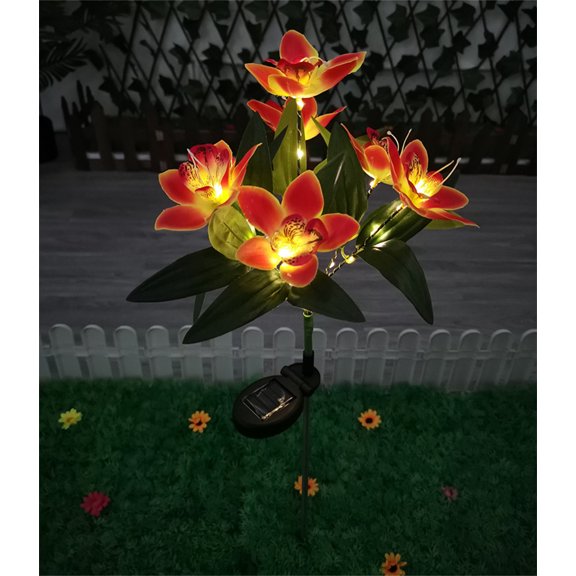 Solar Garden Stake Lights-Garden Flower Lights Outdoor,Solar Flower Stake Lights,Waterproof LED Stake Light for Pathway Patio Yard Landscape Decorative,Orange
