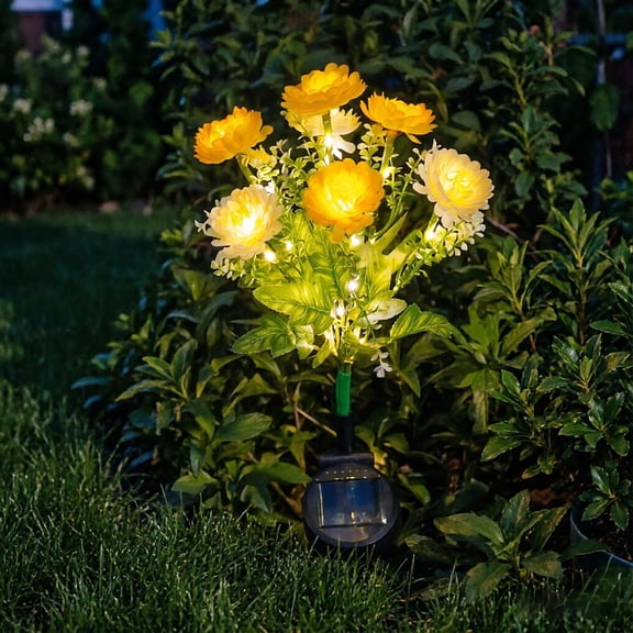 Solar Garden Stake Lights IP65 Waterproof Warm LED Solar Flower Pathway Lights Auto Dusk To Dawn Decorative Landscape Lighting for Yard Lawn Patio Flower Bed