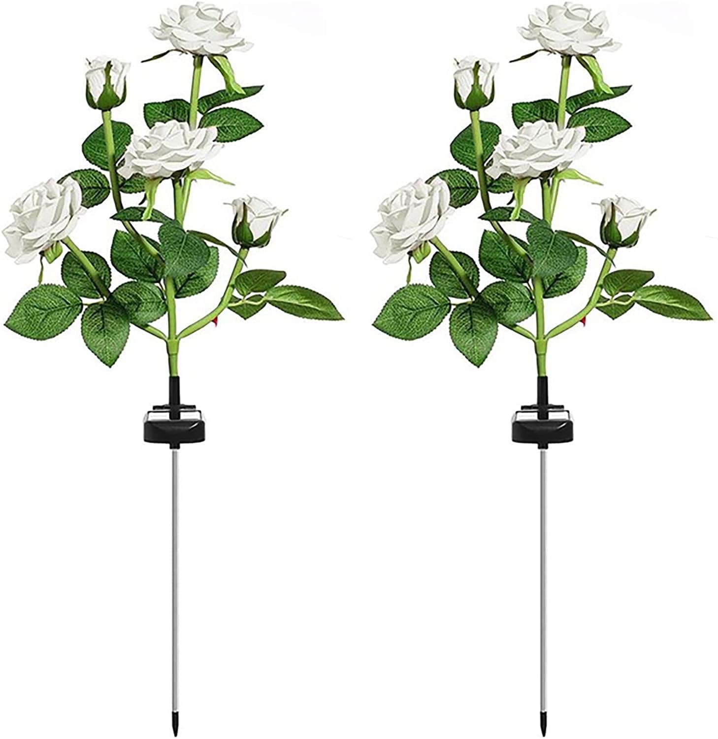 Solar Garden Stake Lights, Rose Flowers Lights LED Yellow Solar Stake ...