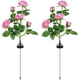 thumbnail image 1 of Solar Garden Stake Lights, Rose Flowers Lights LED Yellow Solar Stake Lights with 10 Roses Waterproof for Garden, Yard, Christmas Pathway, Grave Decor(2 Pack-Pink), 1 of 8
