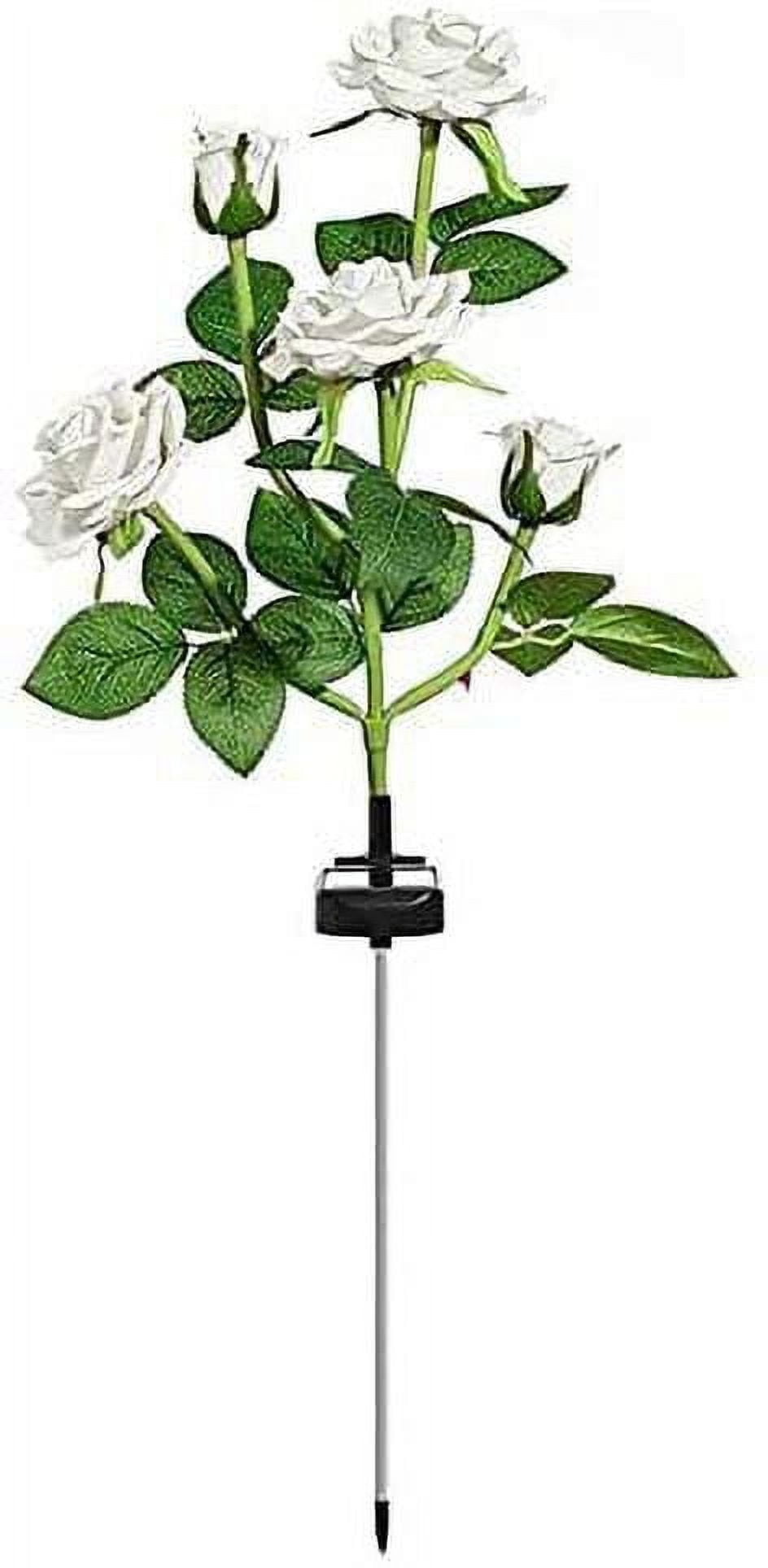 Solar Garden Stake Lights, Rose Flowers Lights LED Yellow Solar Stake ...