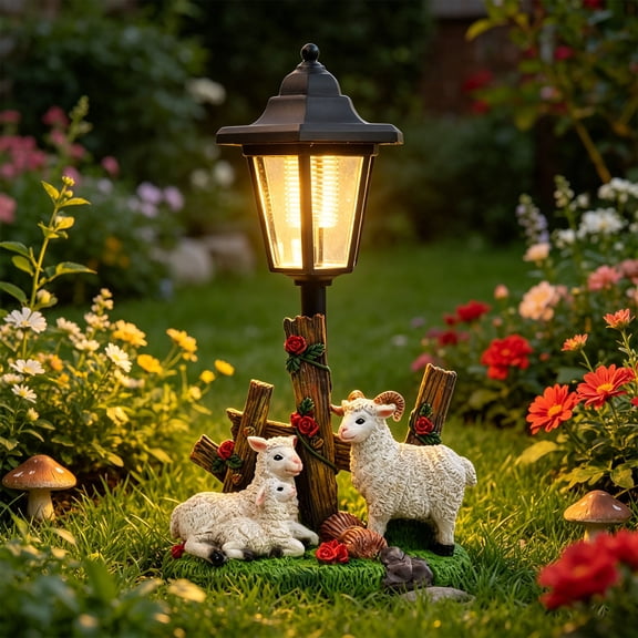 Solar Garden Statue Light Resin Flower Pot Sculpture Outdoor Yard Decor with LED Solar Lamp for Patio Lawn Pathway and Home Gifts