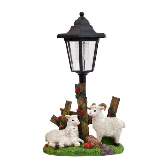 Solar Garden Statue Sheep Light Resin Outdoor Decor For Lawn Patio Balcony 1 Count