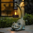 thumbnail image 1 of Solar Garden Statues Cat Figurine with Solar Light Outdoor Decorations for Patio Yard Lawn Ornament Housewarming Birthday for Mom Grandma Friends, 1 of 12
