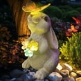 thumbnail image 1 of Solar Garden Statues Outdoor, Rabbit Figurines with LED Light, Solar Powered Light Yard Decorations for Patio, Balcony, Lawn Ornaments, 1 of 8