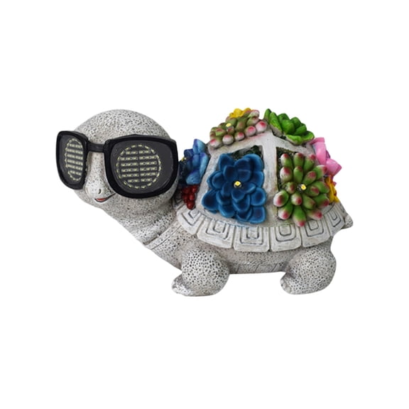 Solar Garden Statues Turtle with Artificial Succulent and LED Lights Outdoor Decor for Patio Backyard Yard Lawn Decoration Unique Birthday Christmas Gifts for Women Mom Grandma