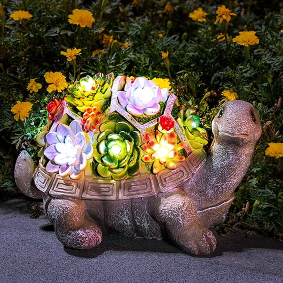 Solar Garden Statues Turtle Figurine Lights for Outside, Yard Decorations Outdoor, Garden Decor Unique Birthday Housewarming Gifts for Mom, Women for Mothers Day