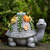 NIWEITA Solar Turtle Statue with LED Succulent Flowers,Outdoor Waterproof Resin Backyard,Garden,Pond Decor Gift