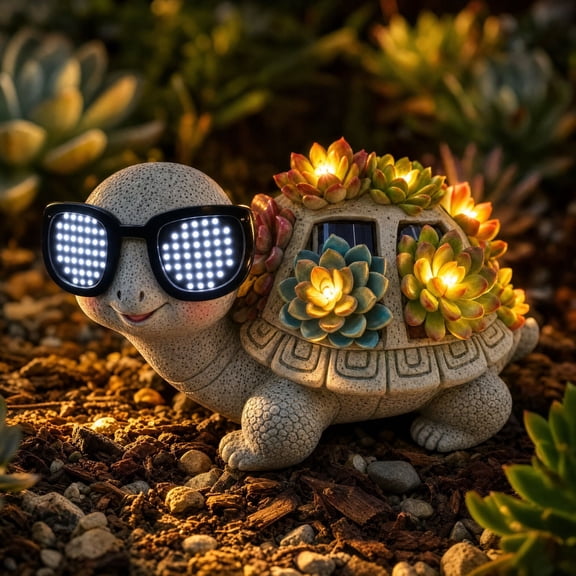Solar Garden Statue, LED Lights Turtle Patio Yard Decor Gift for Women Mom Grandma
