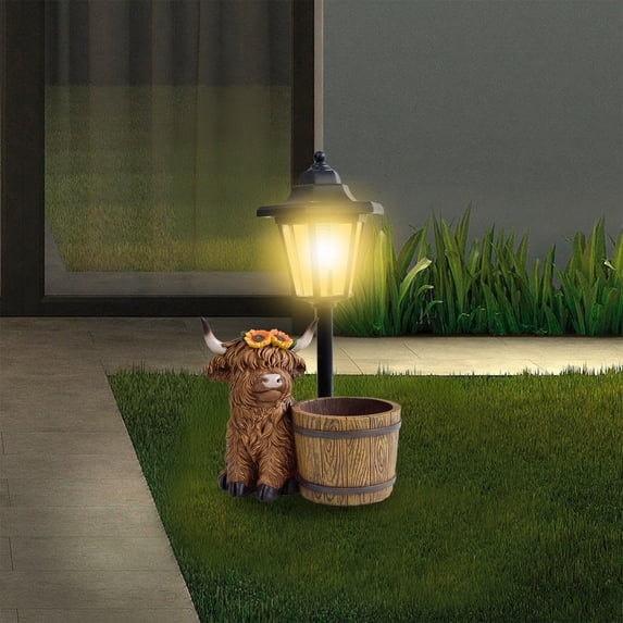Solar Garden Yak Ornament, Resin Outdoor Cattle Decoration with LED Light for Yard, Patio, Pathway, Courtyard, Lawn Décor