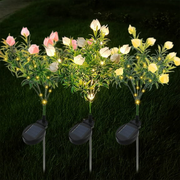 Solar Gardenia Lights Outdoor Waterproof LED Artificial Flower Lamp | Romantic Gardenia Design | Solar Powered | Pathway Yard Patio Terrace Decor | 74cm | 1 Piece | White Pink Yellow