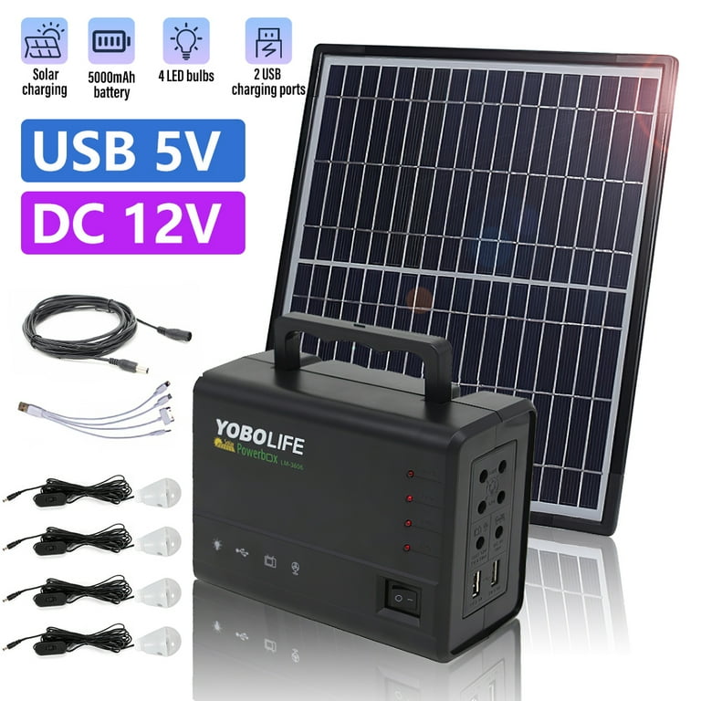 Portable Power Station, Solar Generator with 6W Solar Panel, 2 or 3 LED Light Bulb, Camp Lamps with 5V Output Can Charge Power Bank, USB DC Outlets, for Outdoor Camping, Home Emergency Power Supply Portable Power Station, Solar Generator with 6W Solar Panel, 2 or 3 LED Light Bulb, Camp Lamps with 5V Output Can Charge Power Bank, USB DC Outlets, for Outdoor Camping, Home Emergency Power Supply