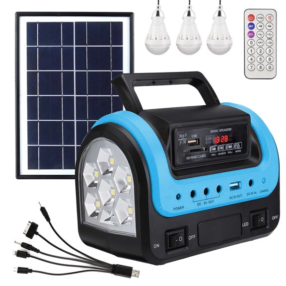 Solar Generator - Portable with Panel, Solar Power Generators Station Flashlight, Emergency Powered for Home Use Camping Hunting Emergency(Blue)