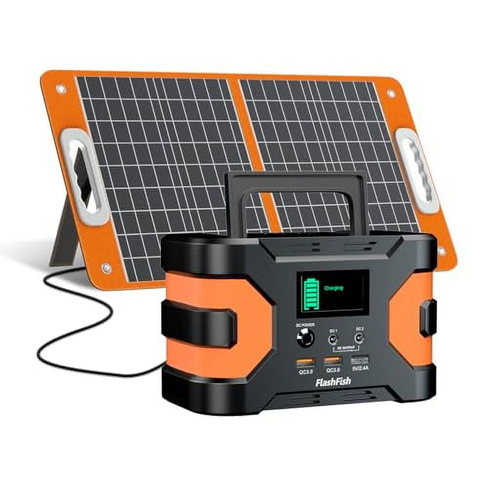Solar Generator With Solar Panel Included, Flashfish 150W Portable Power Station+60W Solar Panel, 2 x 150W AC Outlets, 166Wh/45000mAh Backup Power Emergency Power Supply For Home B