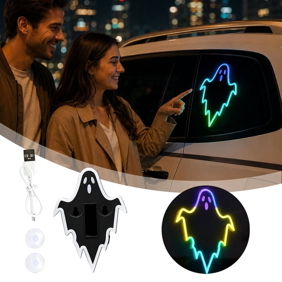 Solar Ghost Car Window Light, Halloween LED Accent