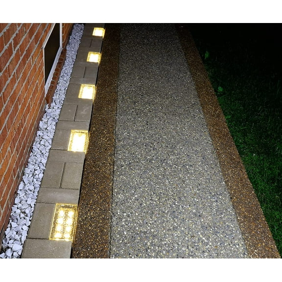 Solar Glass Brick Warm White LED Light