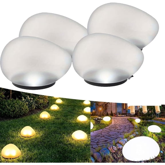 Solar Glass Garden Pebbles,2026 New Solar Rock Lights Outdoor,Glowing Cobblestone Stones for Garden Paths, Stairs, Lawns, Patios, Yard Party Decorations
