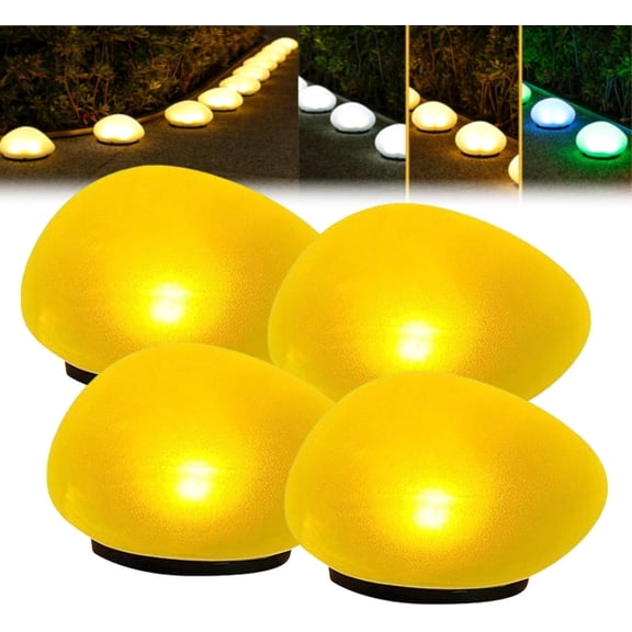 Solar Glass Garden Pebbles Outdoor, Pebble Shape Decorative Rock Lights Waterproof Solar, Glowing Cobblestone Stones for Outdoor Landscape Lighting, for Pathway, Yard Decor