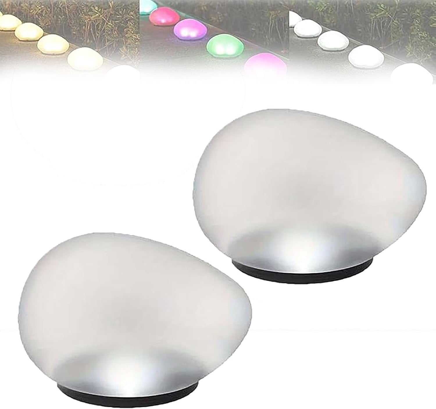Solar Glass Garden Pebbles, Waterproof Outdoor Rock Lights for Pathway Landscape Decor, Glowing LED Stone Lamps for Yard, Patio, Lawn & Walkway, Auto On/Off