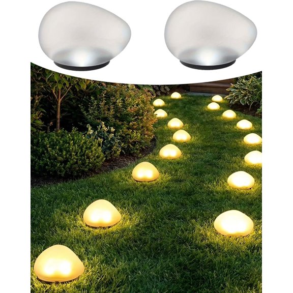 Solar Glass Garden Pebbles, Waterproof Solar Pebble Lights, Decorative Glow Cobblestone Lamp for Garden Pathway, Patio & Yard