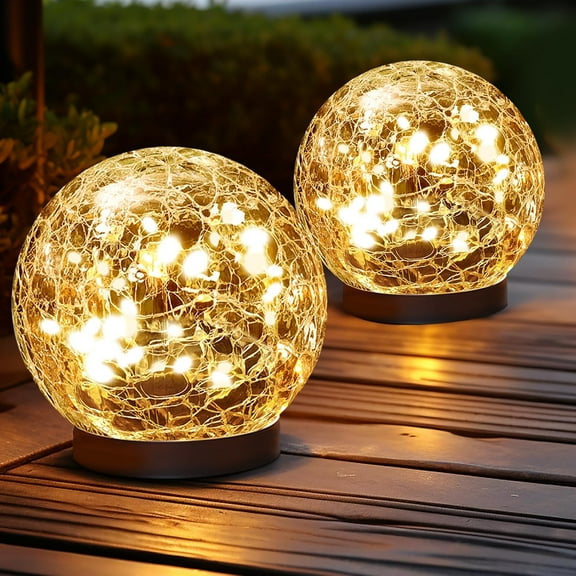 Solar Ball Light Outdoor Waterproof Solar Ball for Garden Cracked Glass Ball Light Outdoor Solar Ball for Outdoor Decoration Patio and Courtyard Lawn Backyard Decoration