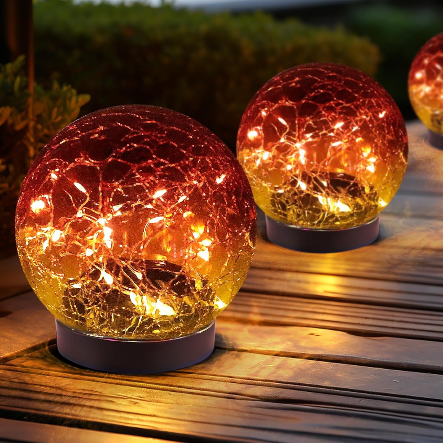Solar Globe Lights Outdoor WaterproofSolar Balls for GardenCracked