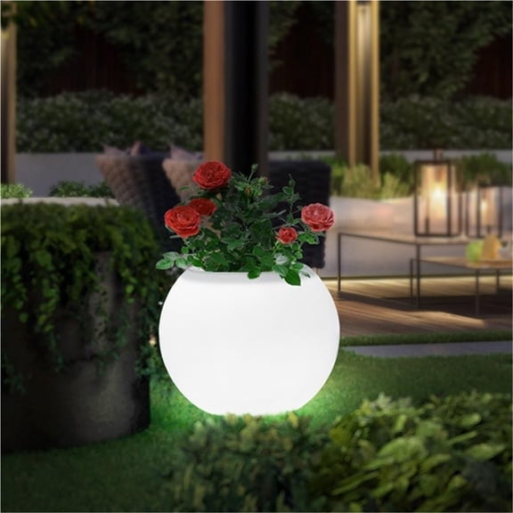 Solar Glowing Planter Pot, 16 Color LED Outdoor Floor Lamp, Waterproof Flower Pot for Garden, Patio, Courtyard, Hotel Decoration(25.6x19.7in)