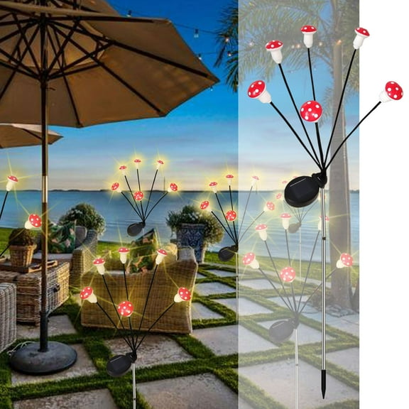 Solar Glowworm Sway Light Set, 2 Pack 6 Head Wind Activated Umbrella Plant Garden Decoration Lights, Solar Glowworm Sway Light Set IP65 Waterproof Automatic Night Illumination, Unique Outdoor Decor