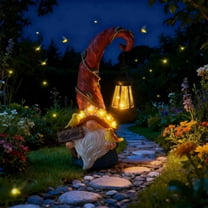 Solar Gnome Garden Statues,Christmas Gnomes Outdoor Statue with Solar Lights,Gnome Garden Decor Statue Solar Gnomes Decorations for Yard with Lantern Light for Balcony,Garden,Patio,Yard,Lawn,Mom Gift