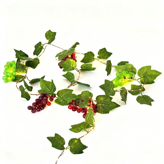 Solar Grape Vine LED String Lights, Outdoor Courtyard Decorative Fairy Light, 78.7 in, Green