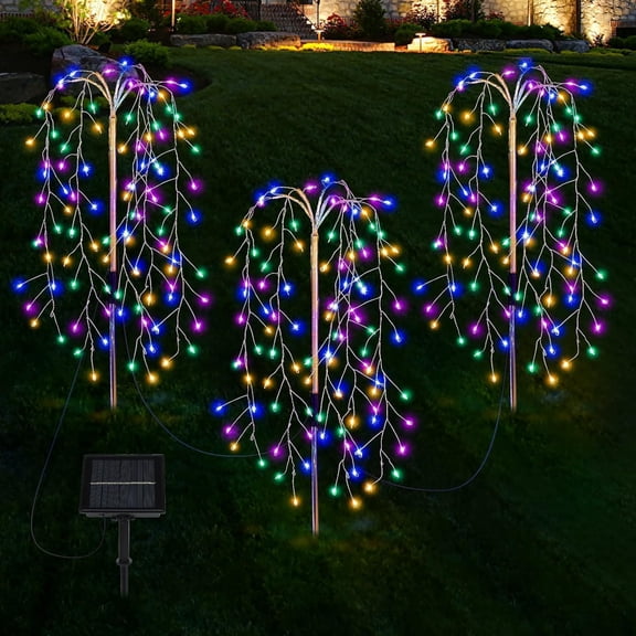 Solar Ground Firecracker Light, LED Firework String Lawn Lamp, Outdoor Spike Lights