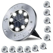 Solar Ground Lights, 12 Packs 8 LED Solar Garden Lamp Waterproof In-Ground Outdoor Landscape Lighting for Patio Pathway Lawn Yard Deck Driveway Walkway White