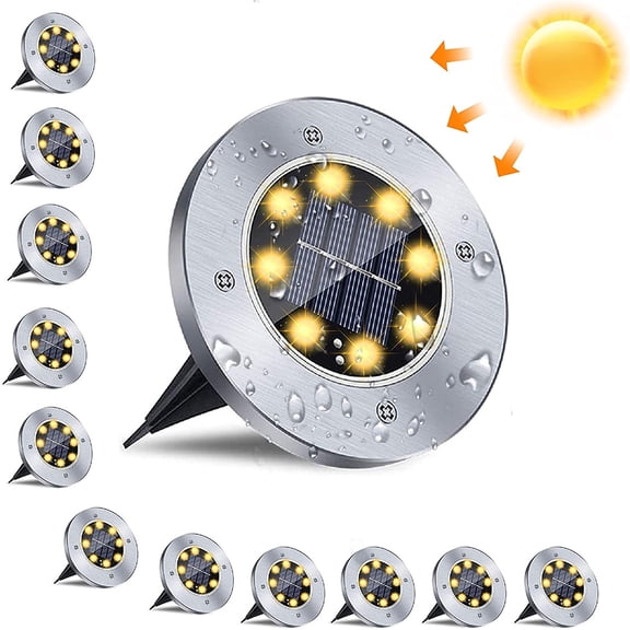 Solar Ground Lights, 12Pack Solar Outdoor Lights, LED Inground Lights Waterproof Solar Disk Lights for Pathway, Yard, Deck, Lawn, Patio, Walkway