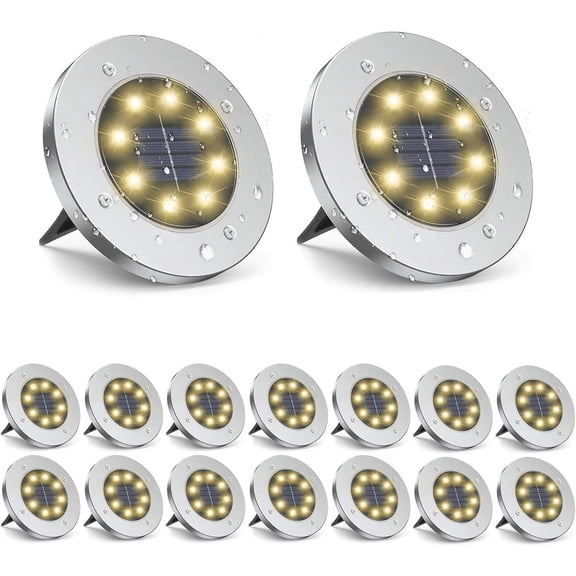 Solar Ground Lights,16 Pack Waterproof Solar Garden Lights, Upgraded Outdoor Garden Waterproof Bright in-Ground Lights, Landscape Lights for Pathway,Yard,Deck,Lawn,Patio,Walkway Warm White