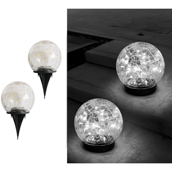 Solar Ground Lights, 2 Pack Garden Waterproof LED Glass Crack Decorative Lights,Solar In-Ground Landscape Path Lighting for Pathway Patio Yard Walkway