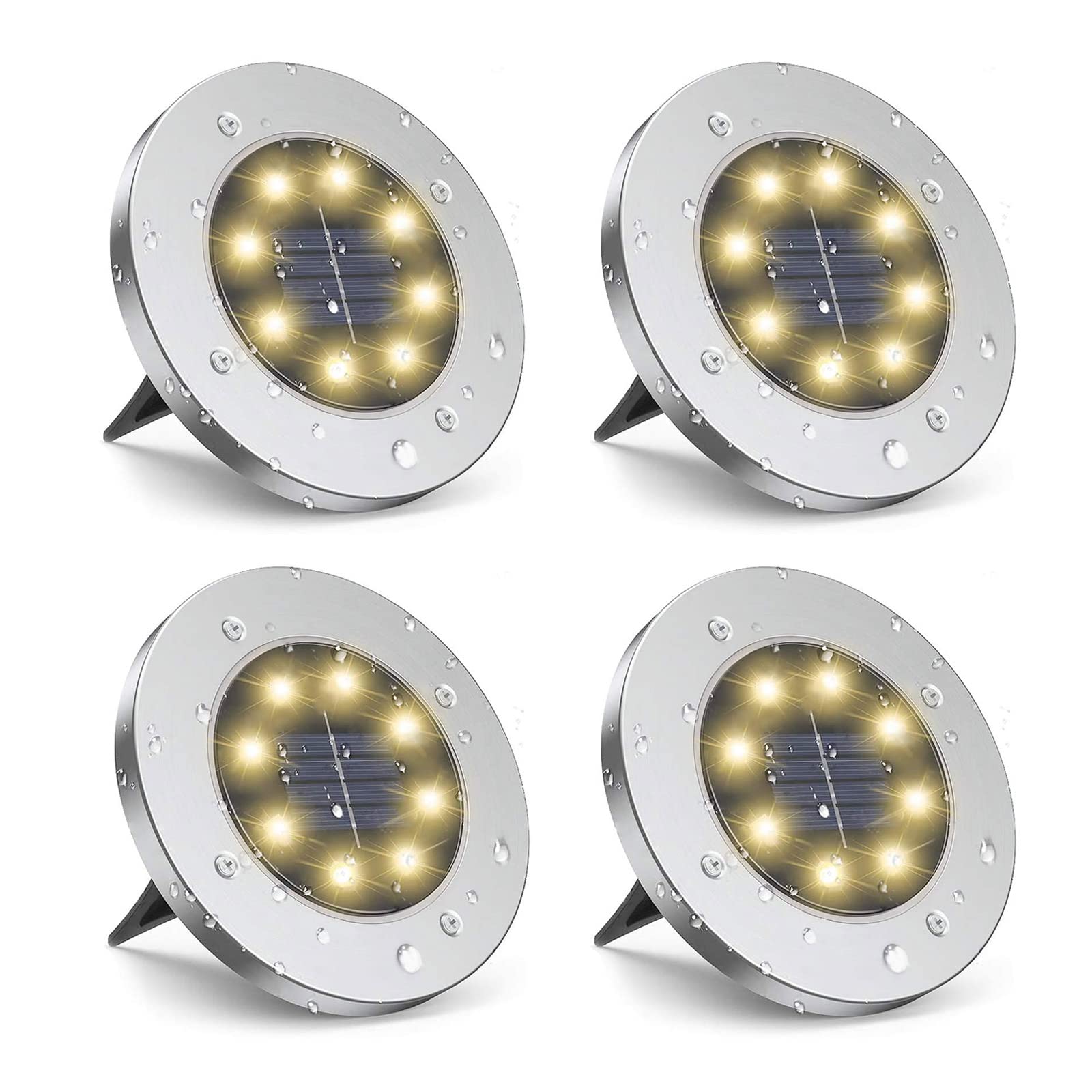 Solar Ground Lights,4 Pack Waterproof Solar Garden Lights