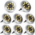 thumbnail image 1 of Solar Ground Lights, 8 LED Garden Disk Lights In-Ground Outdoor Landscape Lighting for Lawn Patio Pathway Yard Deck Walkway (Warm White, 8 Pack), 1 of 7