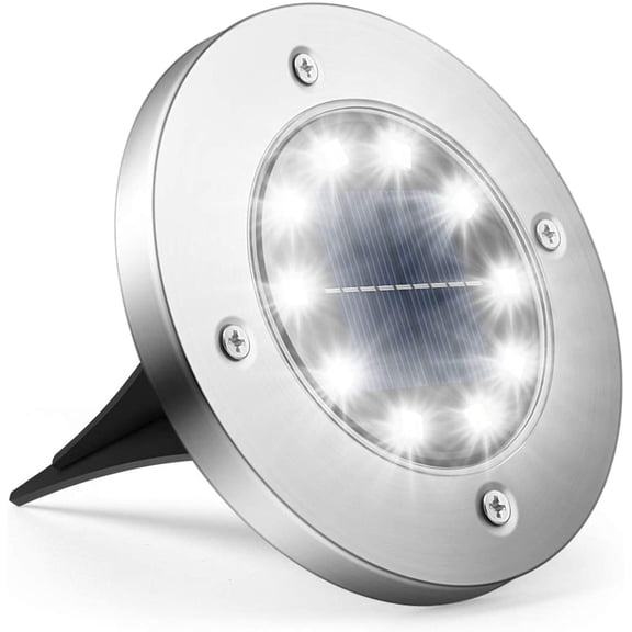 Solar Ground Lights,8 LED Garden Lights Waterproof Patio Outdoor Light with Light Sensor for Lawn,Pathway,Yard,Driveway,Step and Walkway (1 Pack)