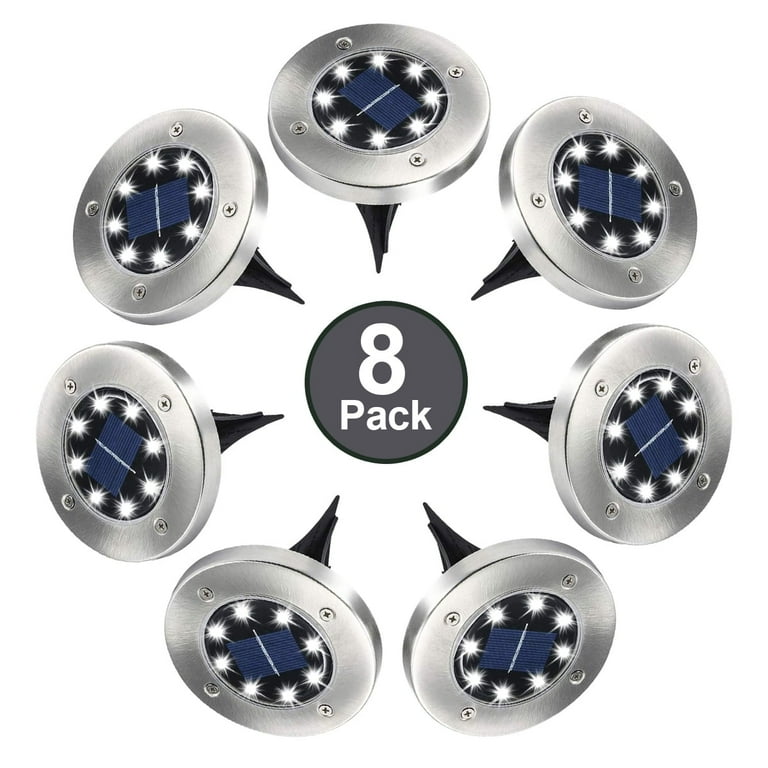 Solar Ground Lights, 8 LED Solar Disk Lights Outdoor Waterproof for Garden Yard Patio Pathway Lawn Driveway Walkway- White (8 Pack) Solar Ground Lights, 8 LED Solar Disk Lights Outdoor Waterproof for Garden Yard Patio Pathway Lawn Driveway Walkway- White (8 Pack)